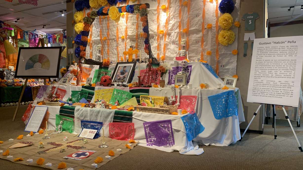 Traditional alters, or ofrendas, are set up by community members to honor those who have died at the West Valley City Day of the Dead celebration on Saturday. This ofrenda was provided by the Mexican consulate.