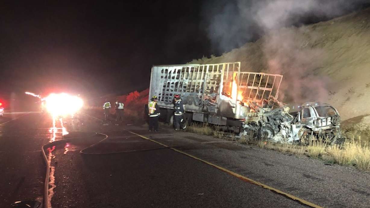 One person died and others were seriously injured after a fiery crash involving two vehicles early Sunday morning near the Utah-Colorado border in Grand County, according to the Utah Highway Patrol.