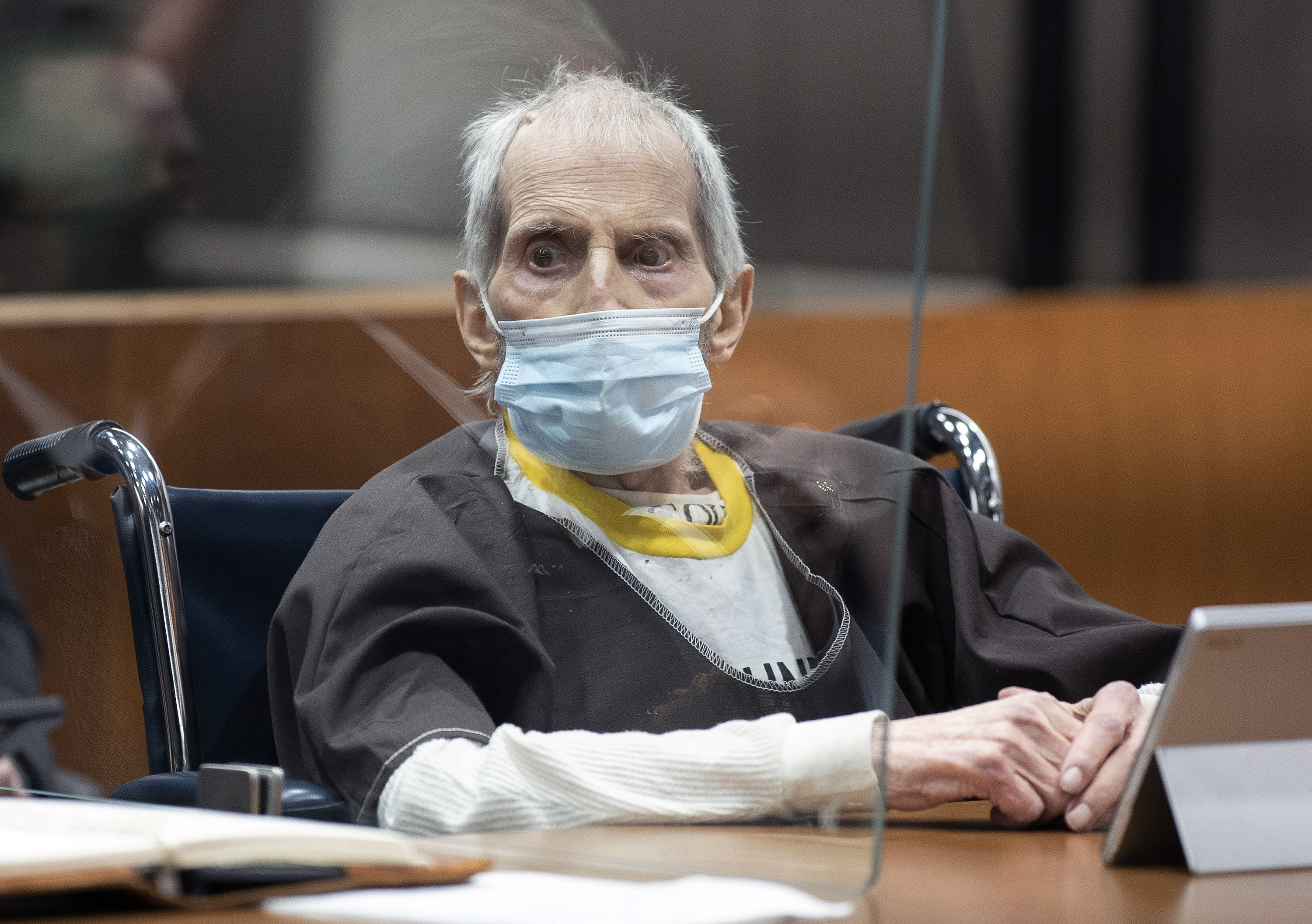 New York real estate heir Robert Durst is sentenced to life in prison without the possibility of parole for killing his best friend Susan Berman at the Airport Courthouse on Thursday, Oct. 14, 2021, in Los Angeles. 