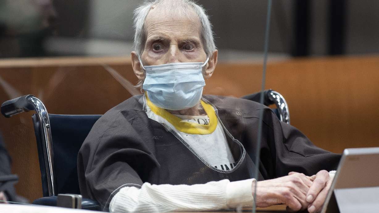 New York real estate heir Robert Durst is sentenced to life in prison without the possibility of parole for killing his best friend Susan Berman at the Airport Courthouse on Thursday, Oct. 14, 2021, in Los Angeles.