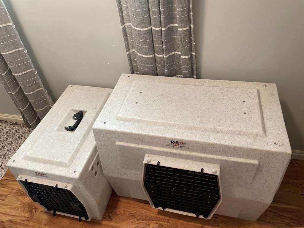 Crate where Bear was kept in the trainer’s Riverton home.