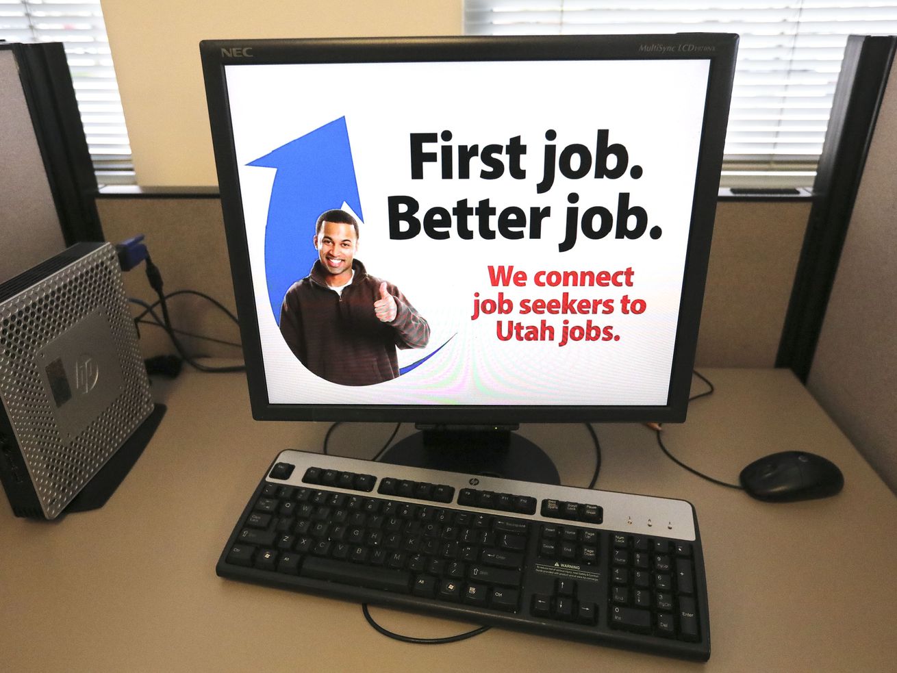 A computer screen is pictured at the Department of Workforce Services in Taylorsville on Thursday, April 15. For
perhaps the first time in decades, the mix of current economic conditions is tipping the scales in favor of workers when it comes to the natural square-off of employees versus employers.