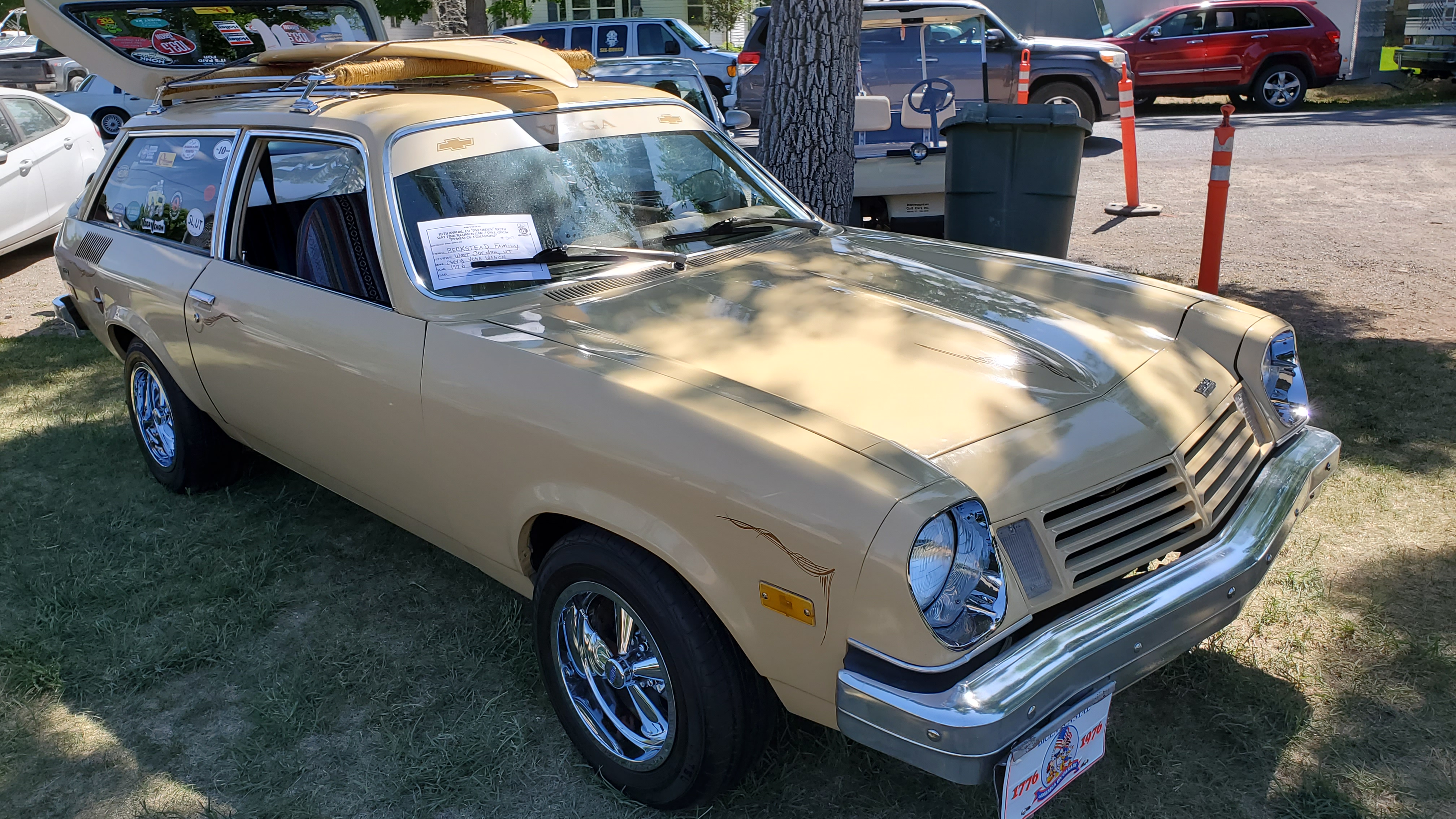 Doug and Jesse Beckstead's restored 1976 Chevrolet Vega wagon at the Rat Fink Car Show in Manti in June 2021.
