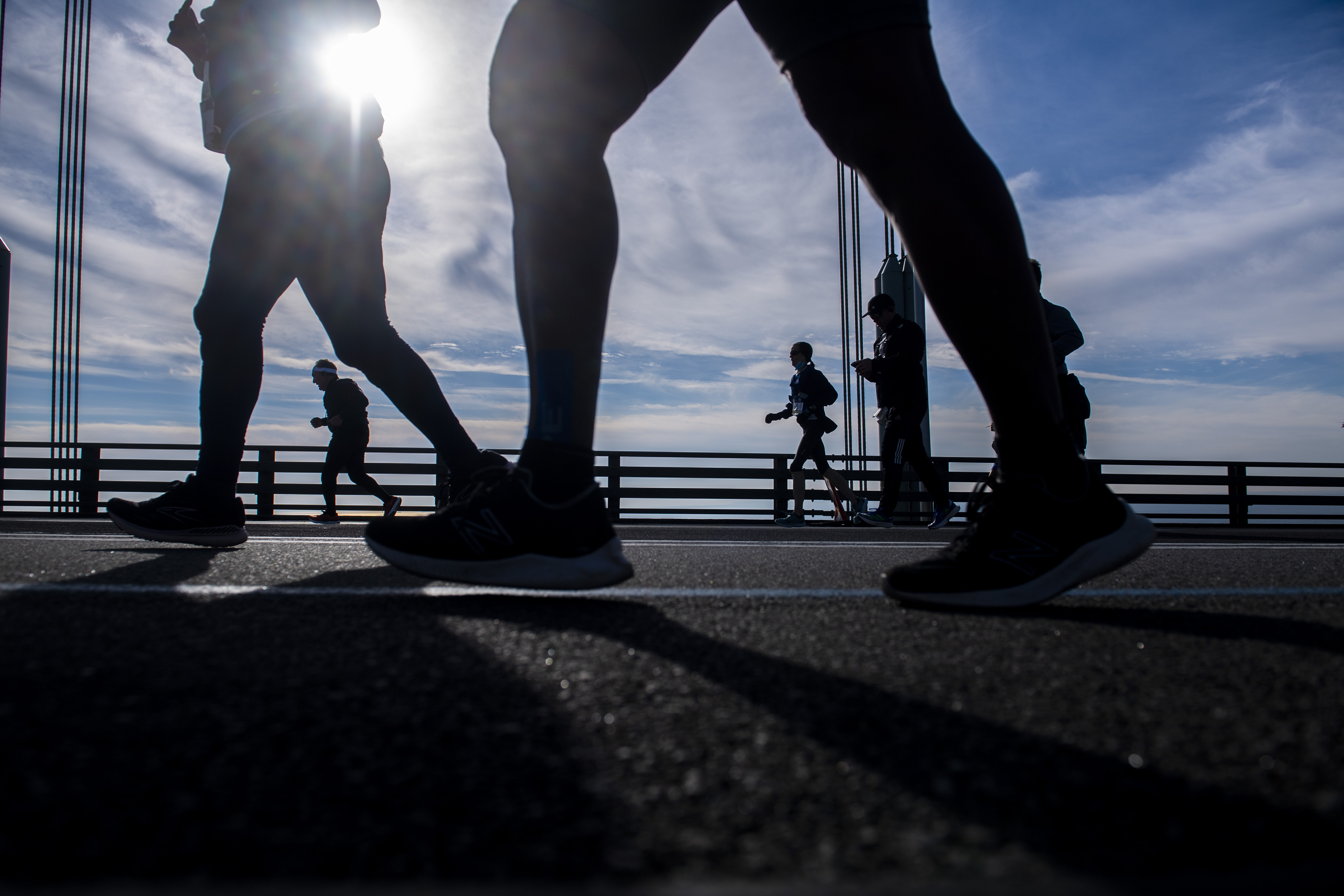 Runners make their way at the start of the New York City Marathon on Nov. 7, 2021. A volunteer who has been with the marathon since the start called the beginning of the race the most exciting part.