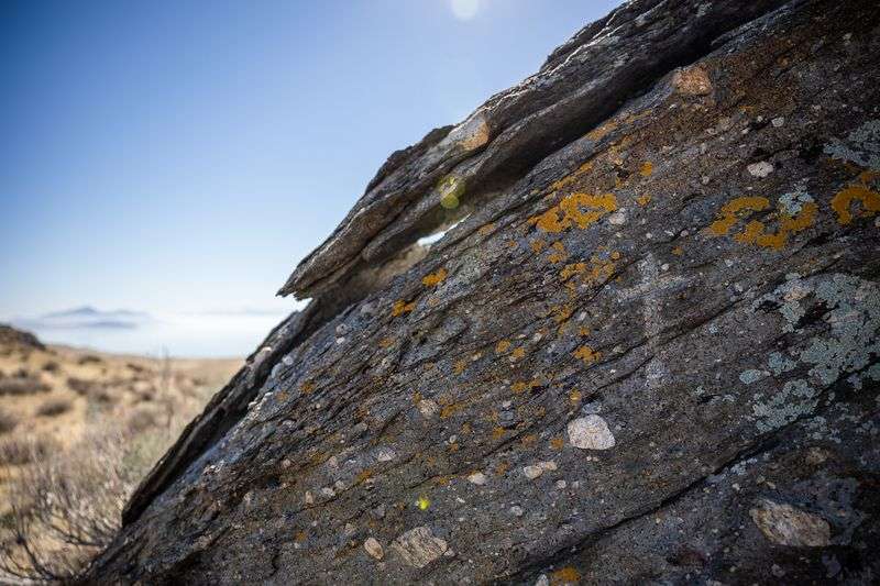 Kit Carson’s cross on Fremont Island is pictured on
Thursday, Oct. 21. The cross was carved into the rock in 1843
by Kit Carson, who explored the area with the island’s namesake,
John C. Fremont.
