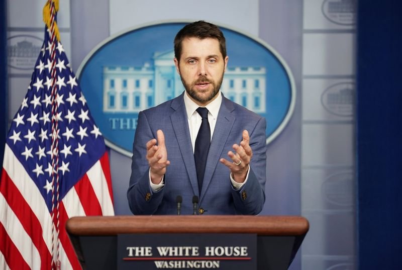 White House national economic director Brian Deese speaks during a press briefing at the White House in Washington, July 2. Deese on Monday said he expects lawmakers to work through issues with Democrats' social spending bill this week and vote on the measure in the U.S. House of Representatives next week.