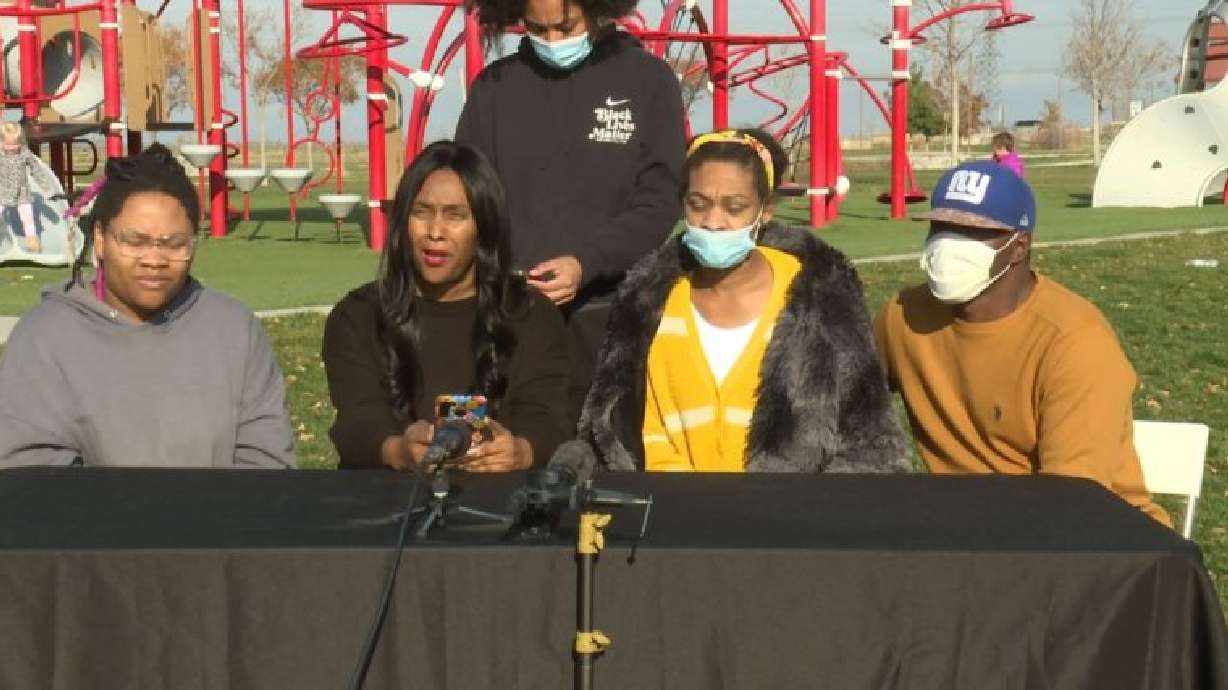The family of 10-year-old Isabella "Izzy" Tichenor speaks with members of the media on Monday. They say Izzy was the subject of bullying before she took her own life over the weekend.