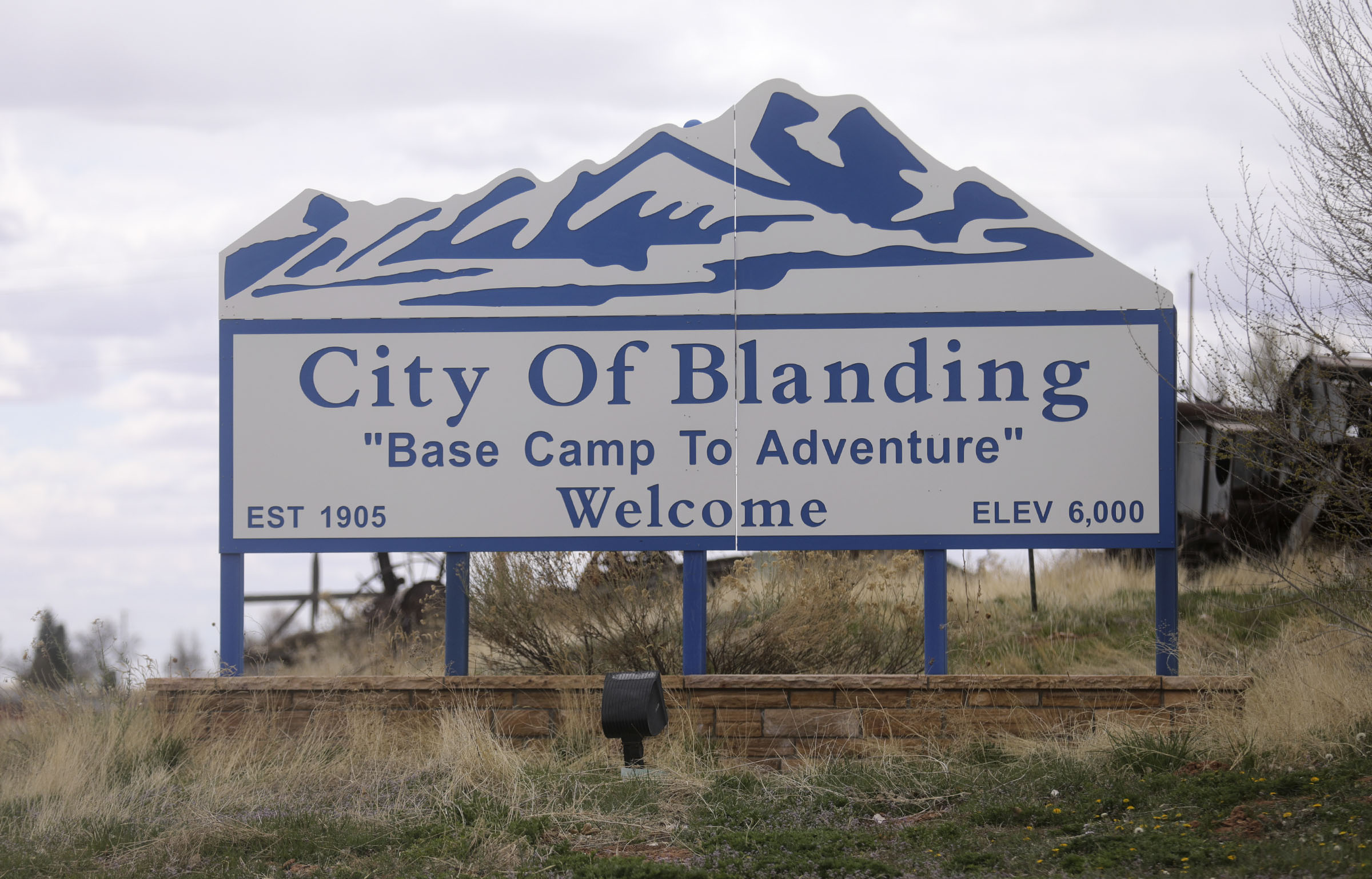 A sign welcoming people to Blanding is pictured on April 18, 2020. Salt Lake Express announced it has expanded to shuttle service in Utah to include communities like Blanding.