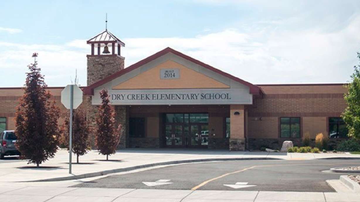 Dry Creek Elementary School is pictured on the Alpine
School District website. A teacher at the school is in hot water
after a ceremony meant to honor veterans during a school assembly
quickly devolved into political activism.
