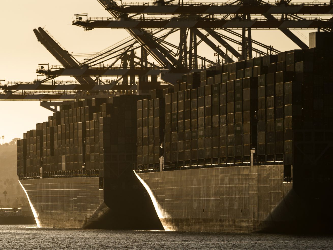 The container ships CMA CGM T. Rooselvelt (MT), left,
and CMA CGM Panama (MT) are moored at Maersk APM Terminals Pacific
at the Port of Los Angeles on Oct. 19. A U.S.
Department of Labor report released Wednesday captured what
consumers in Utah and across the country have known for some months
now — prices on virtually everything have been on the rise.