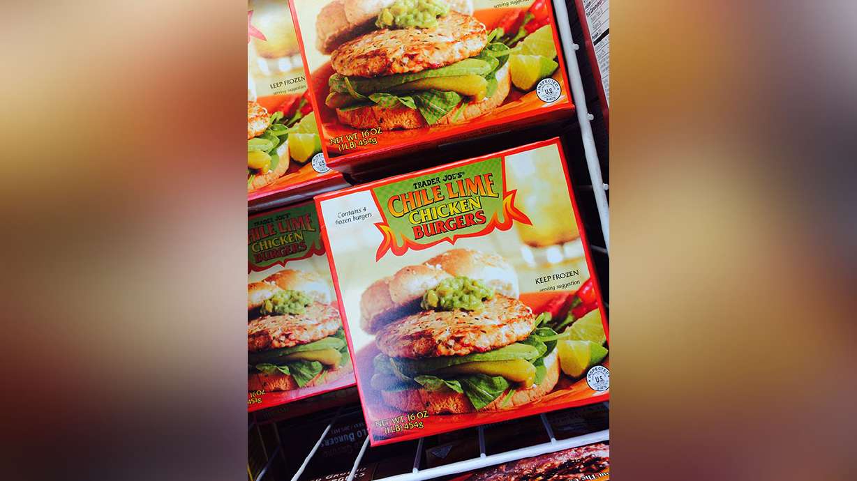 Chili lime chicken burgers from Trader Joe's. About 100,000 pounds of raw ground chicken patty products, mostly sold at Trader Joe's, are being recalled Friday.