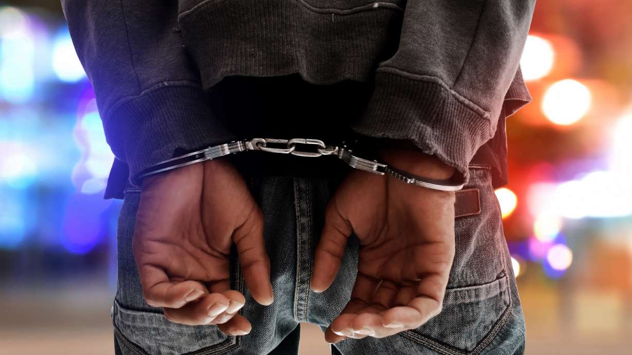 Salt Lake police arrested a man early Tuesday after they say he stabbed a man after finding him with his ex-girlfriend.
