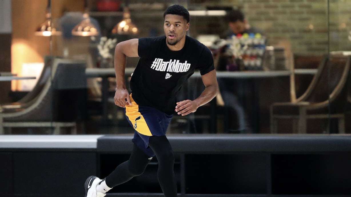 Jared Butler practices with the Utah Jazz at the Zions Bank Basketball Campus in Salt Lake City on Tuesday, Oct. 19, 2021.