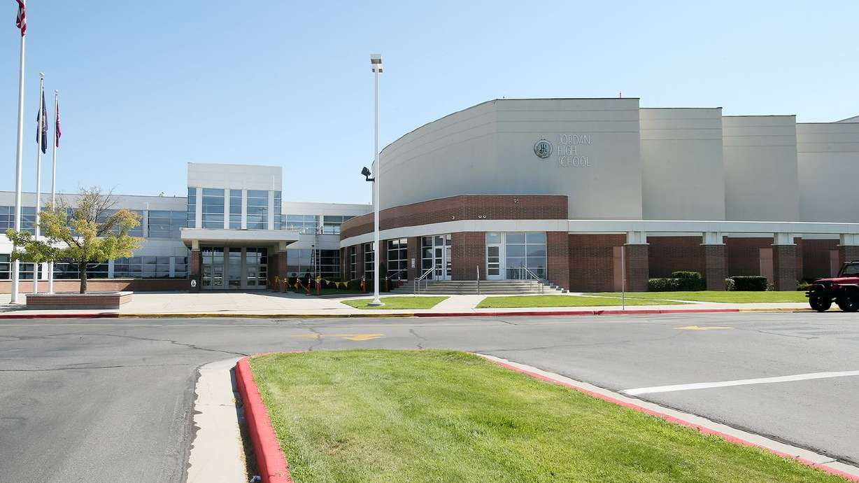 Jordan High School in Sandy is pictured on Monday, Aug.
17, 2020. Students are decrying the school dropping an elective
ethnic studies course they anticipated would be offered in the
spring.
