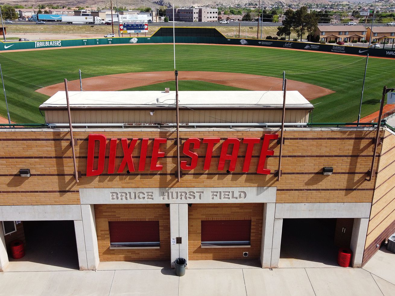 Dixie State University baseball stadium in St. George
is pictured on Friday, April 9. Gov. Spencer Cox has signed
legislation that officially changes the name of Dixie State
University to Utah Tech University.