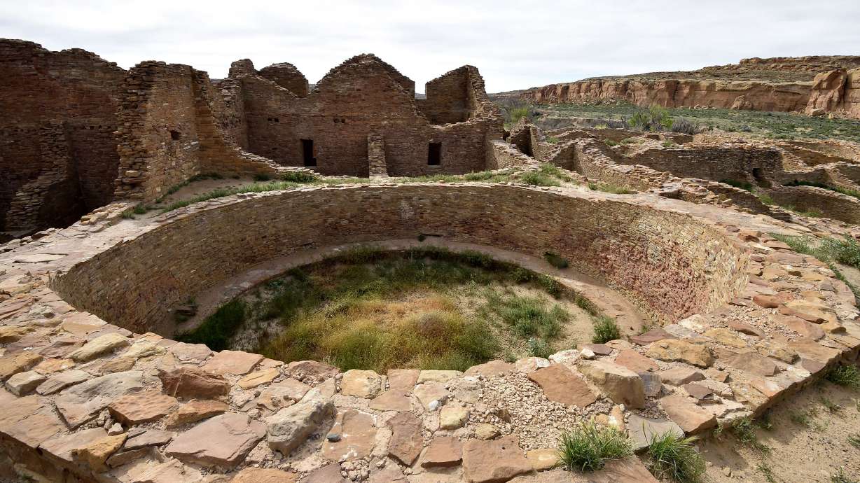 The ruins of Pueblo del Arroyo house built by Ancient Puebloan People is seen at Chaco Culture National Historical Park on May 20, 2015. President Joe Biden announced Monday a proposal for a 20-year ban on new oil and gas drilling near Chaco Canyon in northwest New Mexico, one of the oldest Native American sites in the U.S., White House officials said.