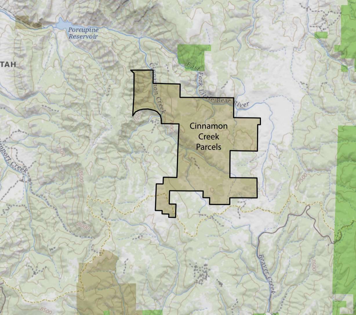 A map of the Cinnamon Creek property that the Utah Division of Wildlife Resources acquired in an auction Tuesday. Their winning bid came in at just a tick over $20 million.