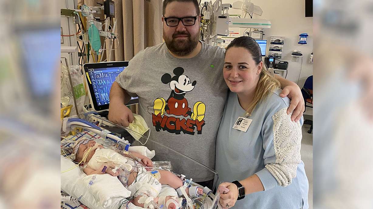 Ashlyn and Miachael Hansen delivered Crew, their sixth child, on Nov. 3, at Primary Children's Hospital in Salt Lake City.
During her stay, their five other kids and a relative were hospitalized after a pipe from their furnace broke off and emitted invisible gas throughout their home, causing them to become sick with carbon monoxide poisoning.