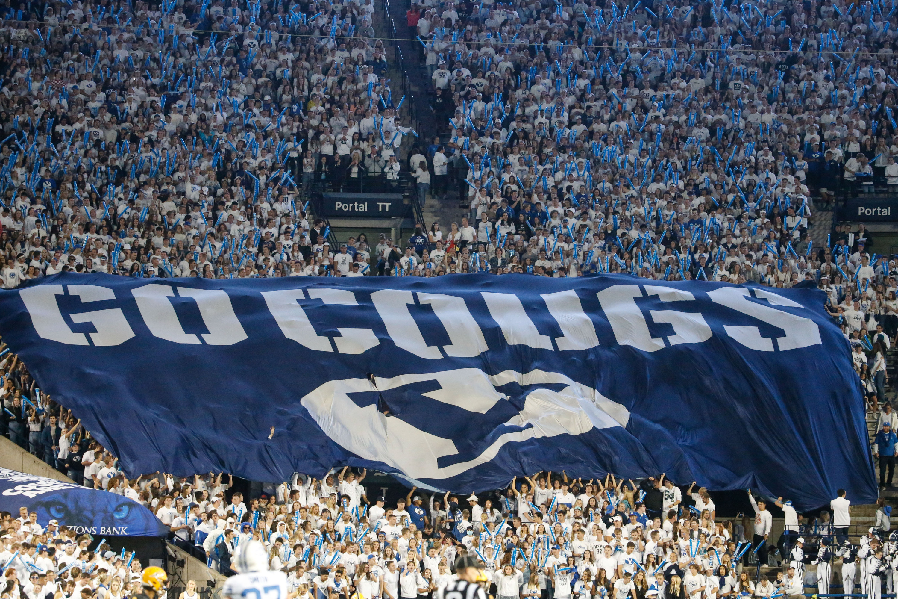 Fans cheer as BYU and Arizona State compete during an NCAA college football game at LaVell Edwards Stadium in Provo on Sept. 18.