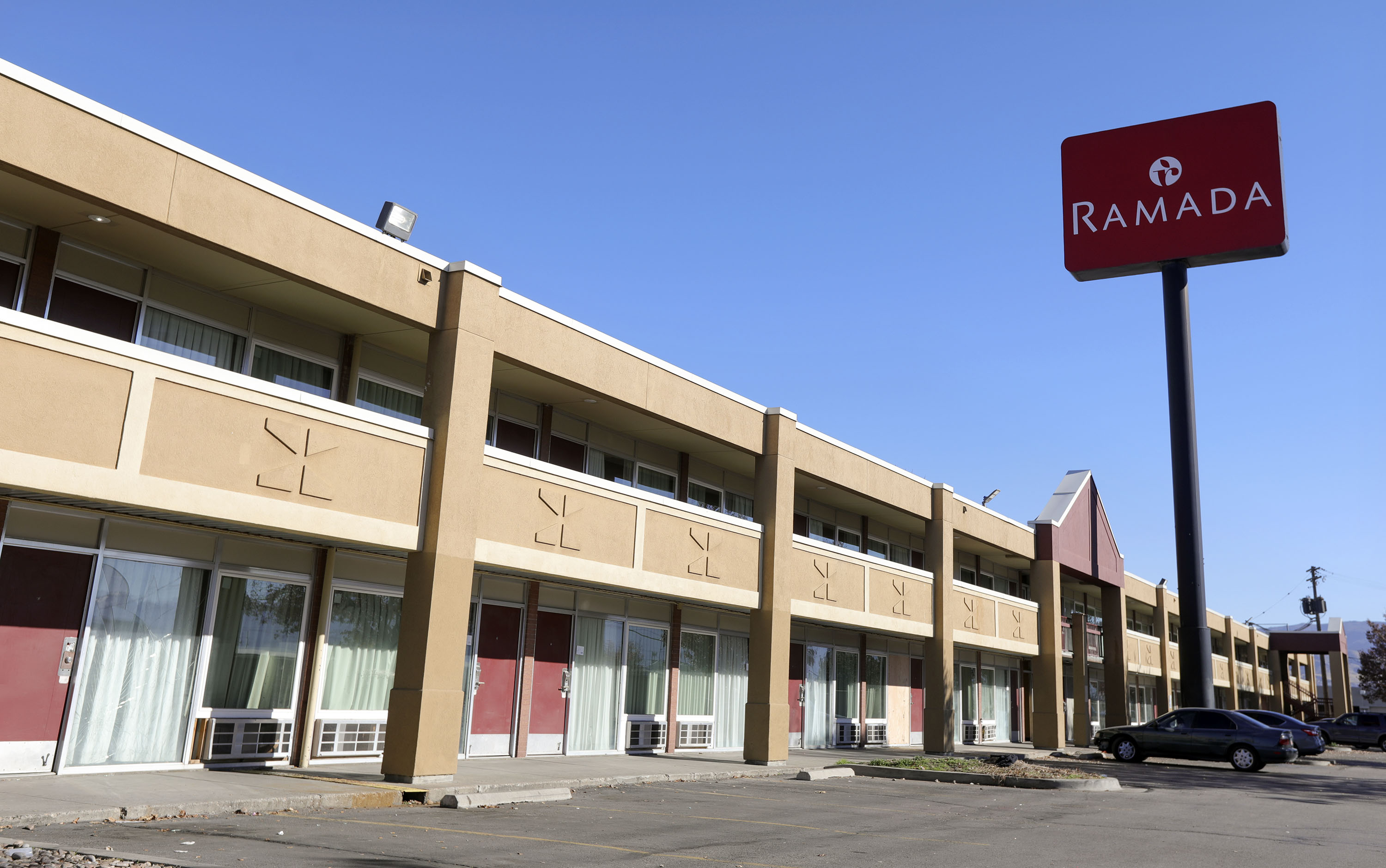 Salt Lake City Council approved a plan to turn an old Ramada hotel on North Temple Street into a temporary overflow homeless shelter for the winter. The hotel is pictured in Salt Lake City on Wednesday.