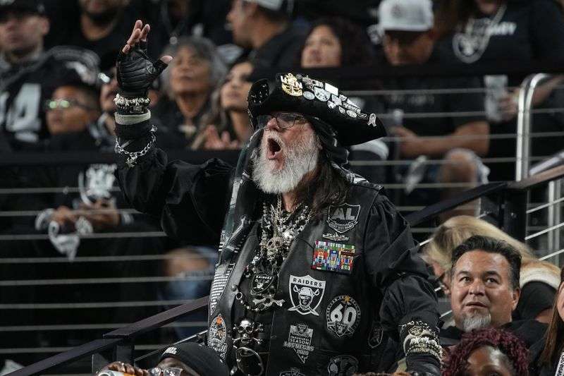Las Vegas Raiders fans are pictured during the second half of an NFL game against the Kansas City Chiefs on Sunday in Las Vegas.