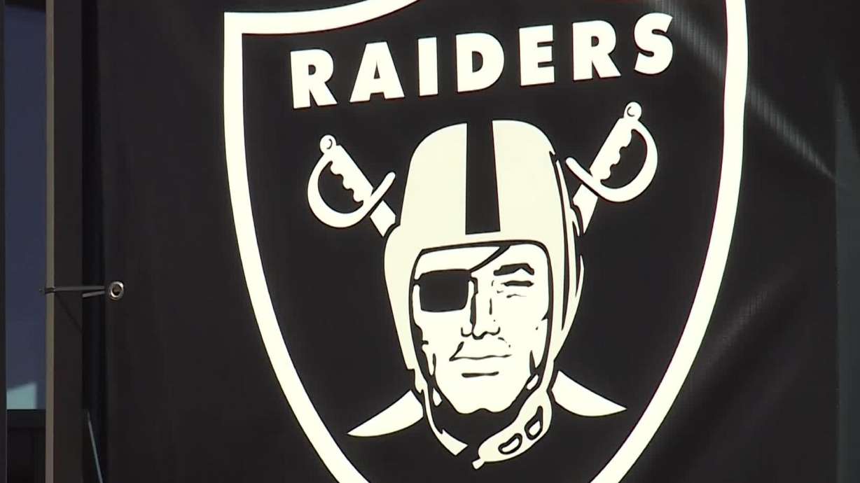 A Las Vegas Raiders banner at a golf tournament in St. George.