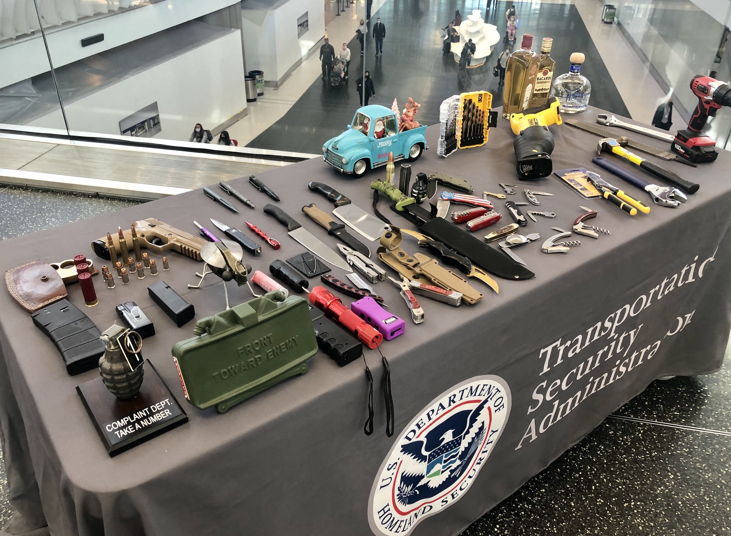 A table of items confiscated by TSA agents at the Salt Lake City International Airport security screening area over the past few days.