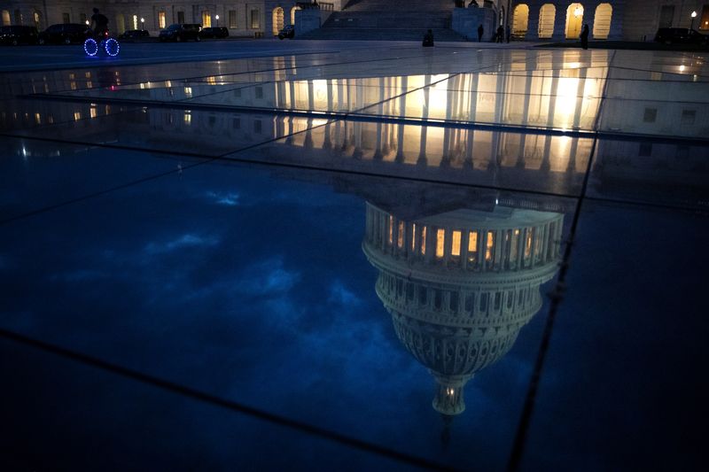 A bicyclist rides along the East Front Plaza at the U.S. Capitol in Washington, D.C., Thursday.