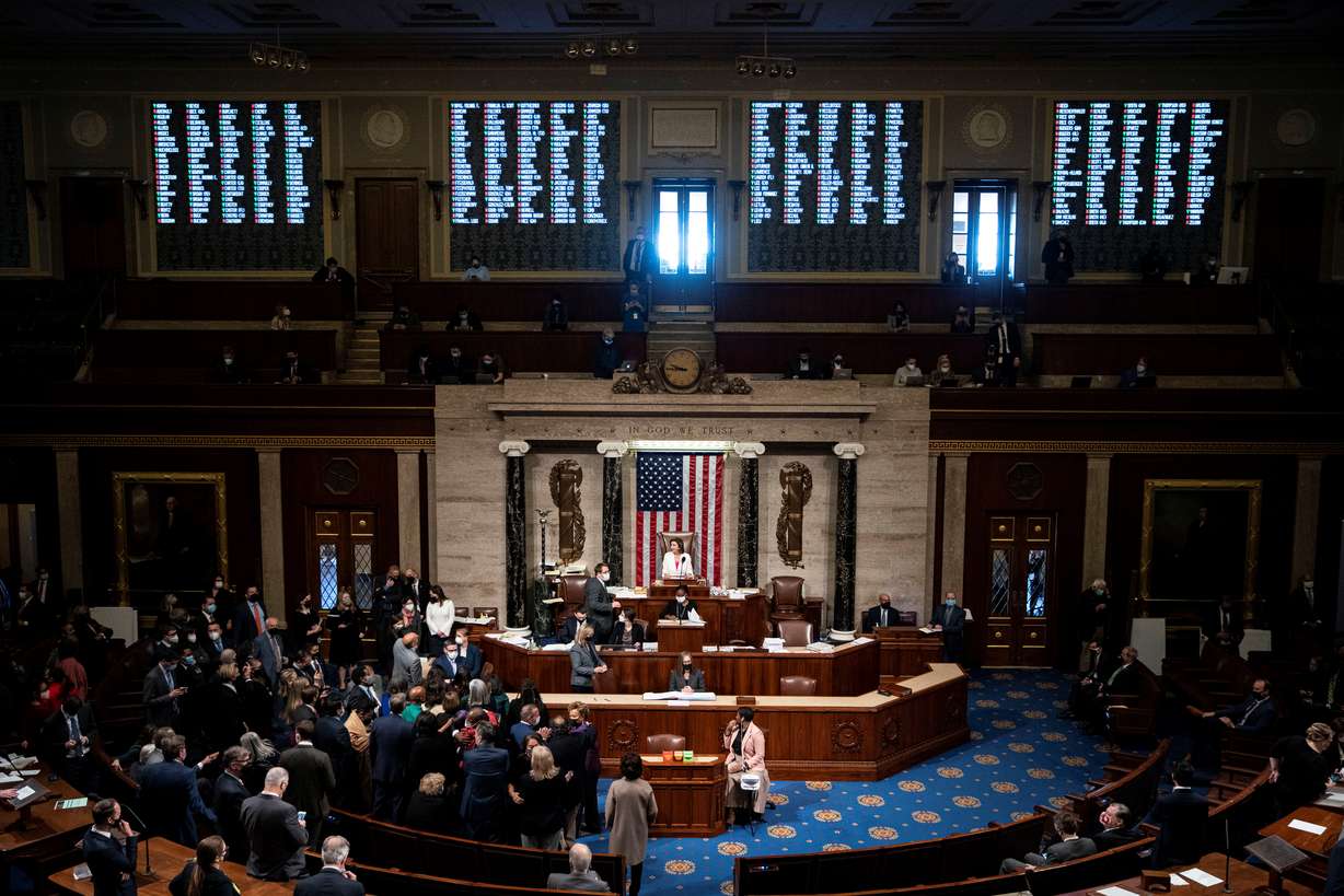 U.S. Speaker of the House Nancy Pelosi (D-CA) presides over the House floor as the Build Back Better Act passes, in the U.S. Capitol, in Washington, on Friday.
