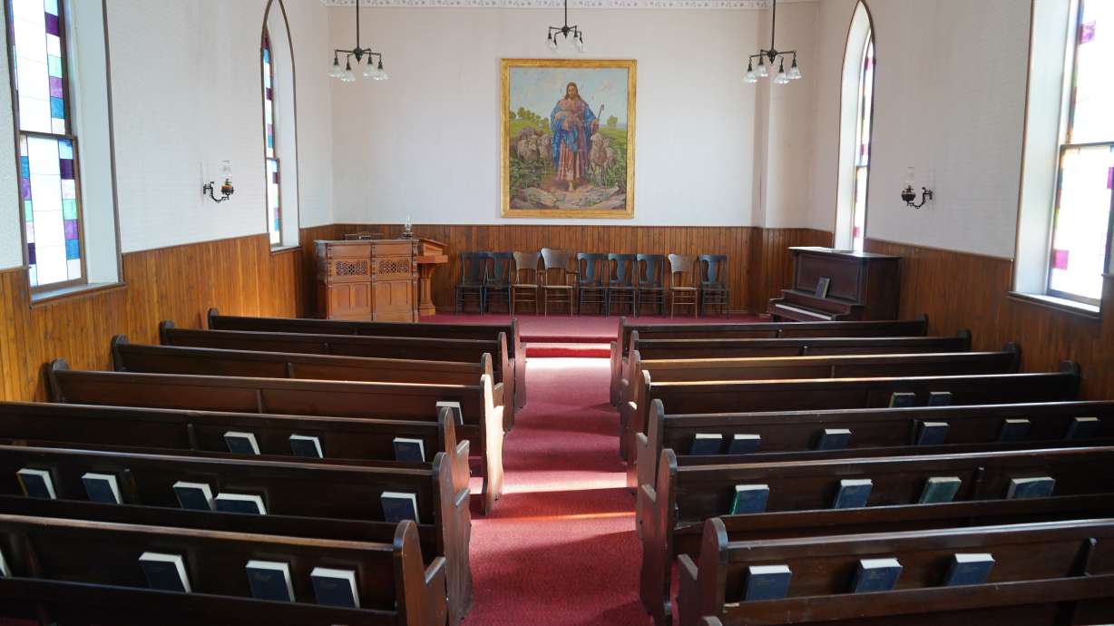 An undated photo of the interior of the Corinne Methodist Episcopal Church. The city of Corinne was deeded the building last year and city leaders hope to restore the building so it can remain a museum like it was before the city acquired it.