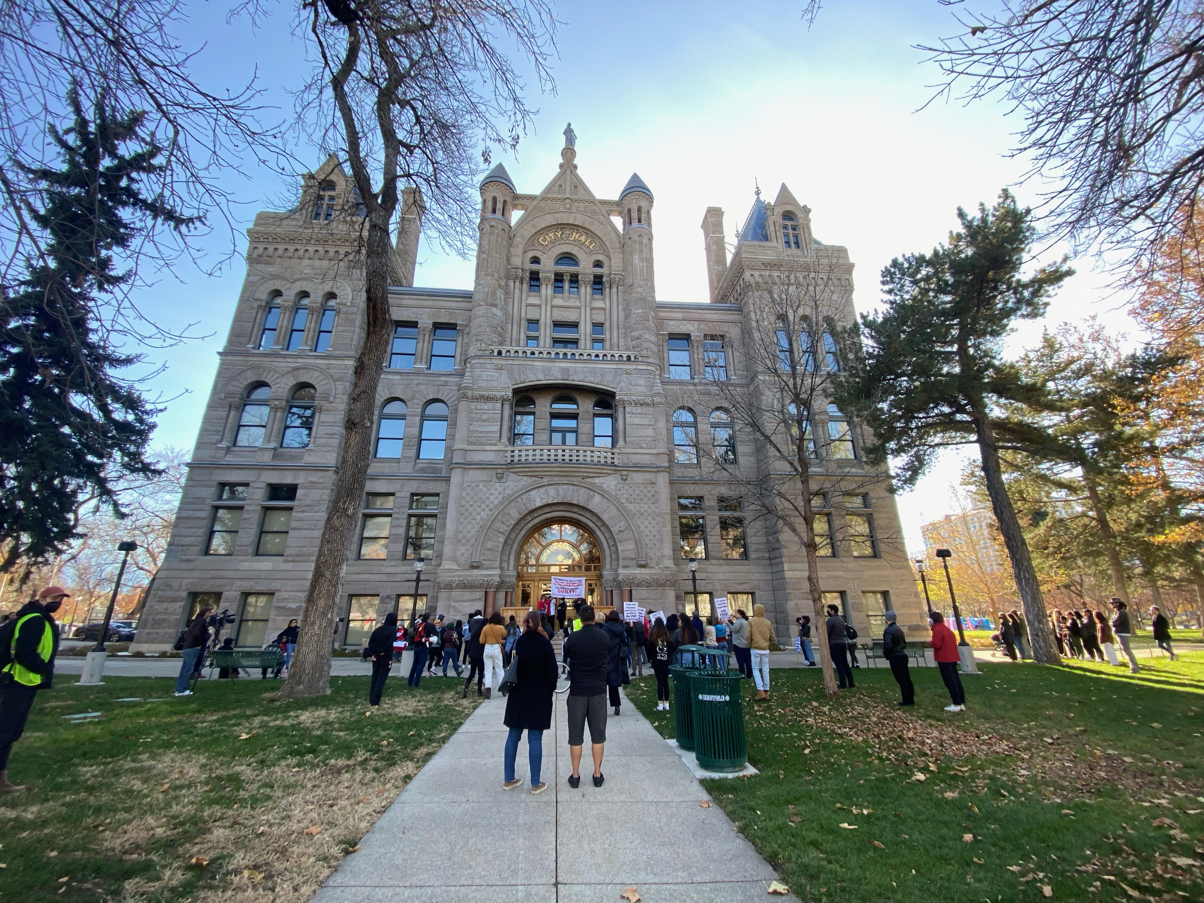 Around 60 people gathered Sunday in Salt Lake City to rally against Friday's not guilty verdict in the high profile Kyle Rittenhouse case.
