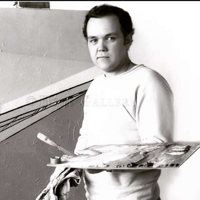 An undated self-portrait of Soren Edsberg painting during his early years as an artist. Edsberg's work took him all over the world.