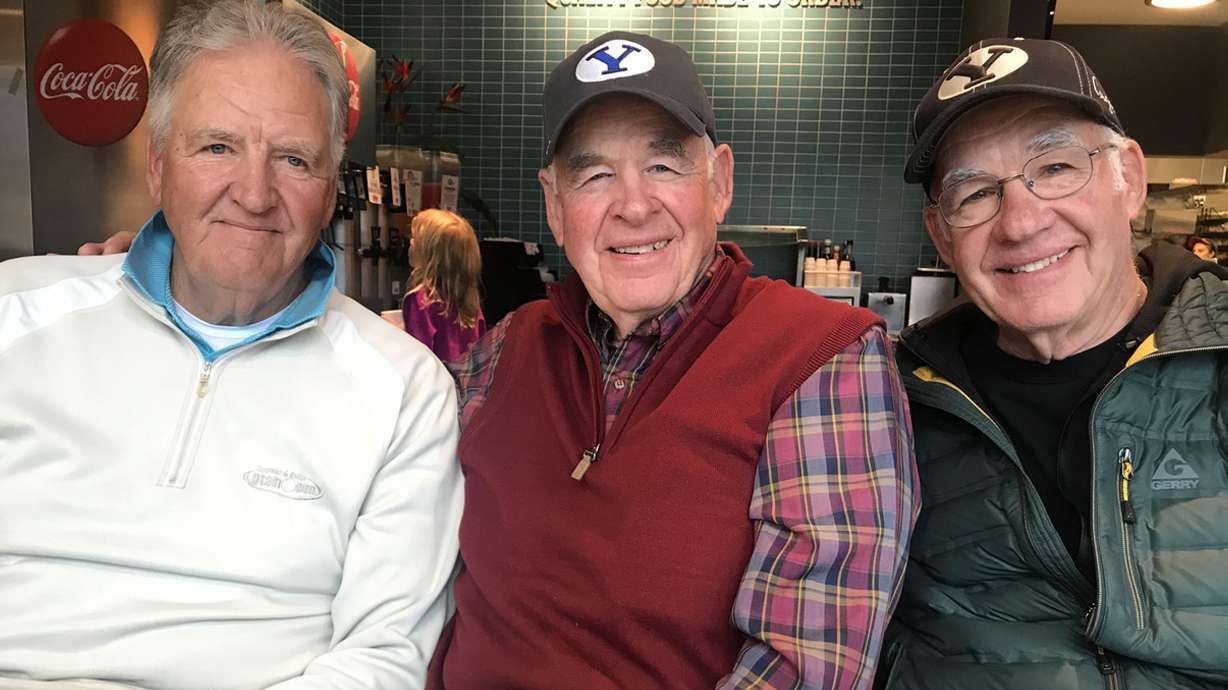 Denny, Blaine and Brent Wood pose for a picture. Denny Wood (left) was saved by his brother Blaine Wood (center) after having a heart attack on a St. George golf course earlier this year. Brent Wood contacted KSL.com about the story.
