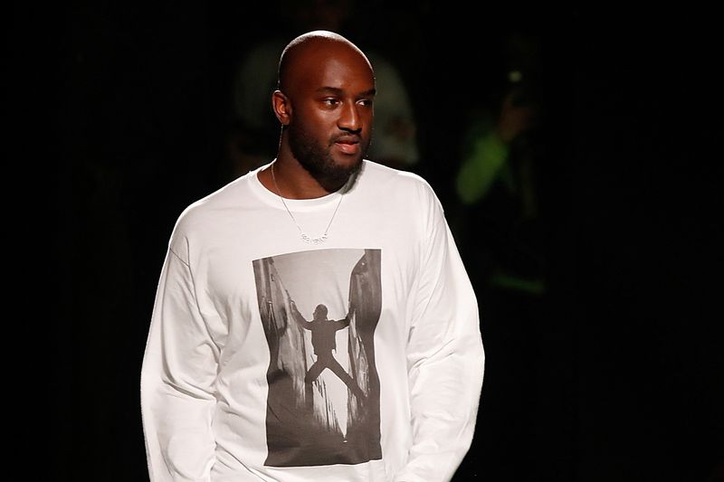 Designer Virgil Abloh appears at the end of his Spring/Summer 2019 collection for Off-white fashion label during Mens’ Fashion Week in Paris, France, June 20, 2018.