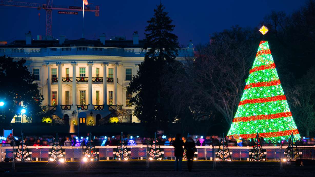 The White House Christmas Tree on the Ellipse in Washington D.C., Dec. 20. 2014. "Gifts from the Heart" is the theme of President Joe Biden's first White House Christmas.
