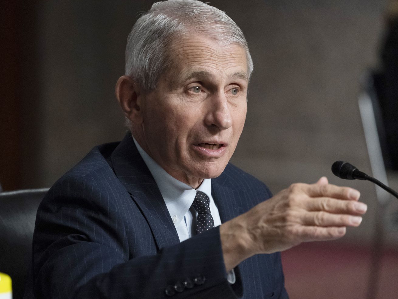 Dr. Anthony Fauci, director of the National Institute of Allergy and Infectious Diseases, speaks during a Senate Health, Education, Labor, and Pensions Committee hearing on Capitol Hill,
Nov. 4, in Washington. Fauci poked back at a Utah congressman's legislation that bears the name.