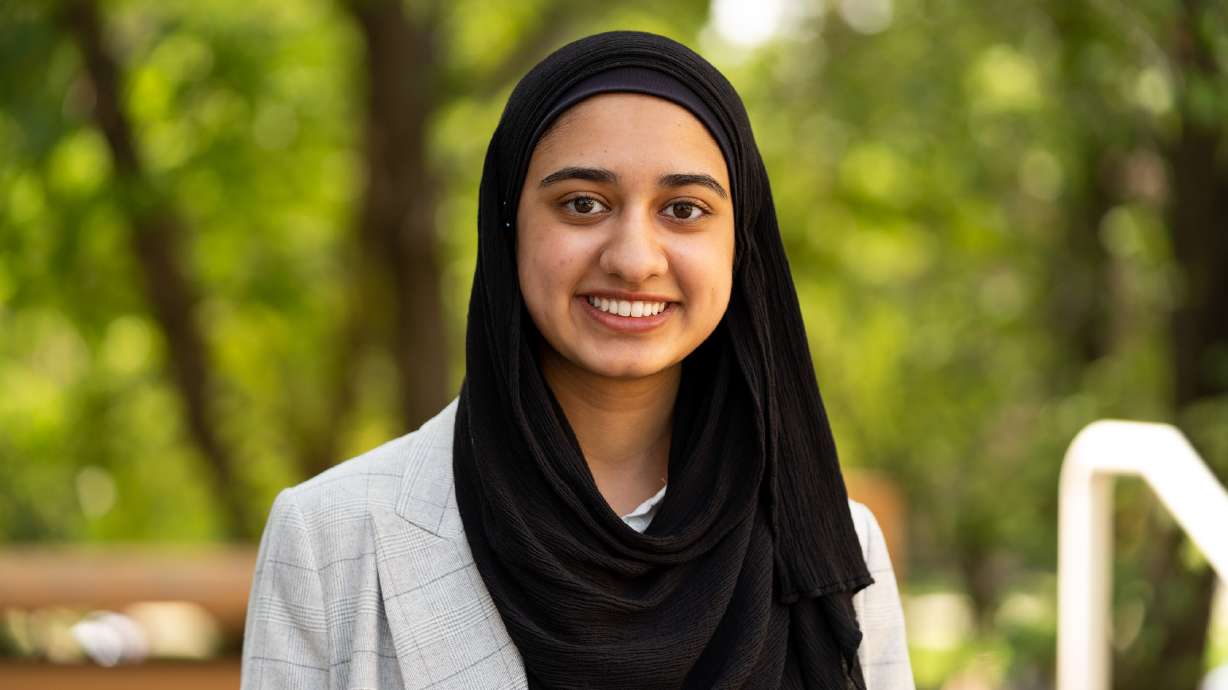 Sabah Sial poses for a picture on the University of Utah campus.