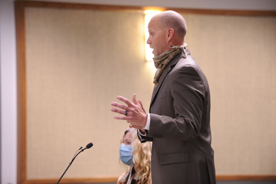 Lori Vallow Daybell’s defense attorney Mark Means speaks at a hearing in May 2020.