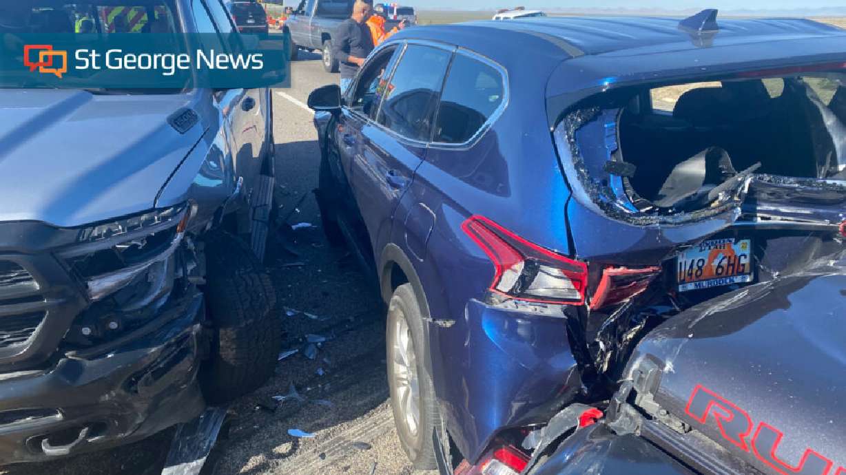 The aftermath of a crash in the Virgin River Gorge, Mohave County, Arizona, on Friday.