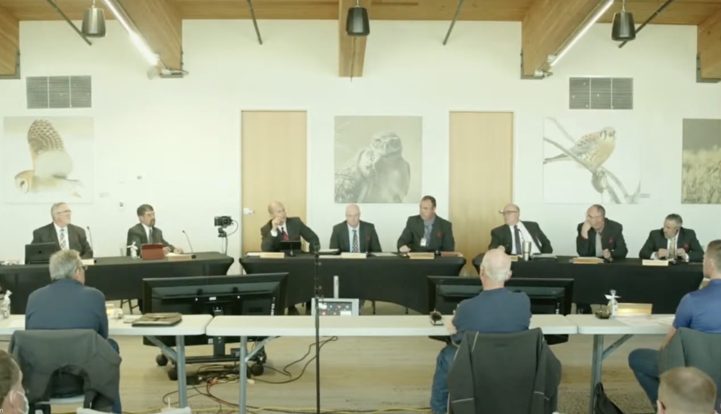 Members of the Utah Wildlife Board discuss a proposed elk hunt permit during at a meeting at the George S. and Dolores Dore Eccles Wildlife Education Center in Farmington Thursday. The board voted against the proposal during the meeting.