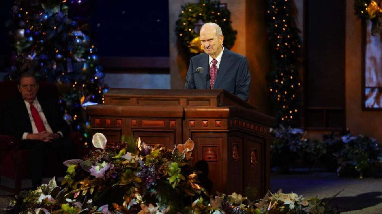 President Russell M. Nelson speaks during the First Presidency Christmas Devotional broadcast from the Conference Center Theater in Salt Lake City on Sunday, Dec. 6, 2020.