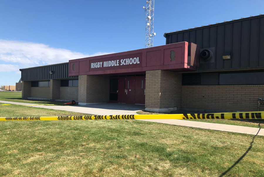 Crime tape by the northwest entrance of Rigby Middle School following a school shooting on May 6. In the wake of two recent gun-related incidents at Rigby Middle School, a video making the rounds on TikTok and social media this weekend has parents in the school district on alert.
