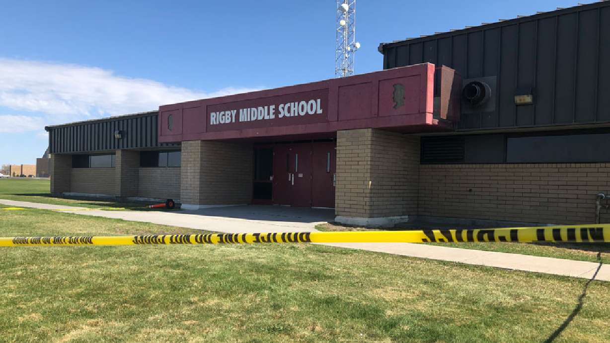 Crime tape by the northwest entrance of Rigby Middle School following a school shooting on May 6. In the wake of two recent gun-related incidents at Rigby Middle School, a video making the rounds on TikTok and social media this weekend has parents in the school district on alert.