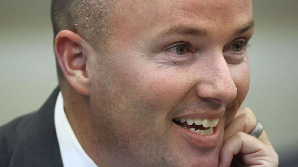 Gov. Spencer Cox meets with the KSL and Deseret News
editorial boards at the Deseret News office in the Triad Center in
Salt Lake City on Monday, Dec. 6, 2021.