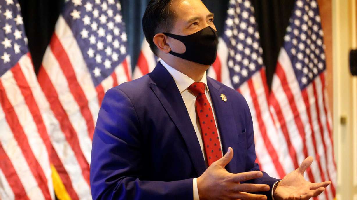 Utah Attorney General Sean Reyes during an interview at a Republican Attorneys General Association press conference at the Grand America Hotel in Salt Lake City on Oct. 7, 2020. Reyes represented Utah in three lawsuits against federal COVID-19 vaccine mandates.