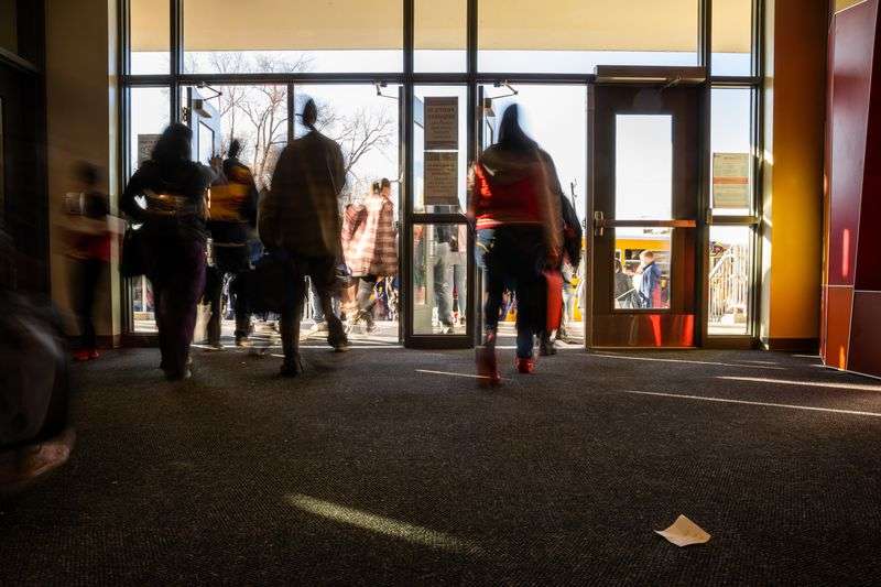 Students leave at the end of the school day at Granite
Park Junior High in South Salt Lake on Tuesday, Dec. 7,
2021.