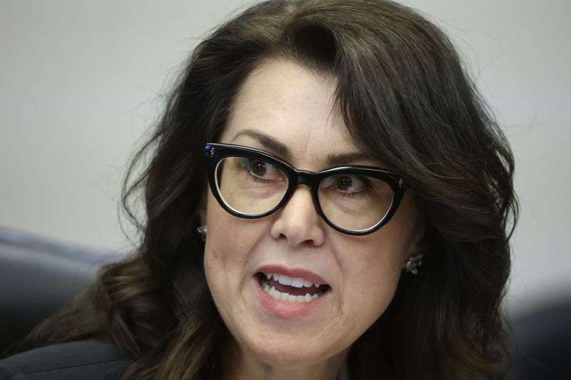 Lt. Gov. Deidre Henderson talks about state budget recommendations with the KSL and Deseret News editorial boards at the Deseret News office in the Triad Center in Salt Lake City on Monday.