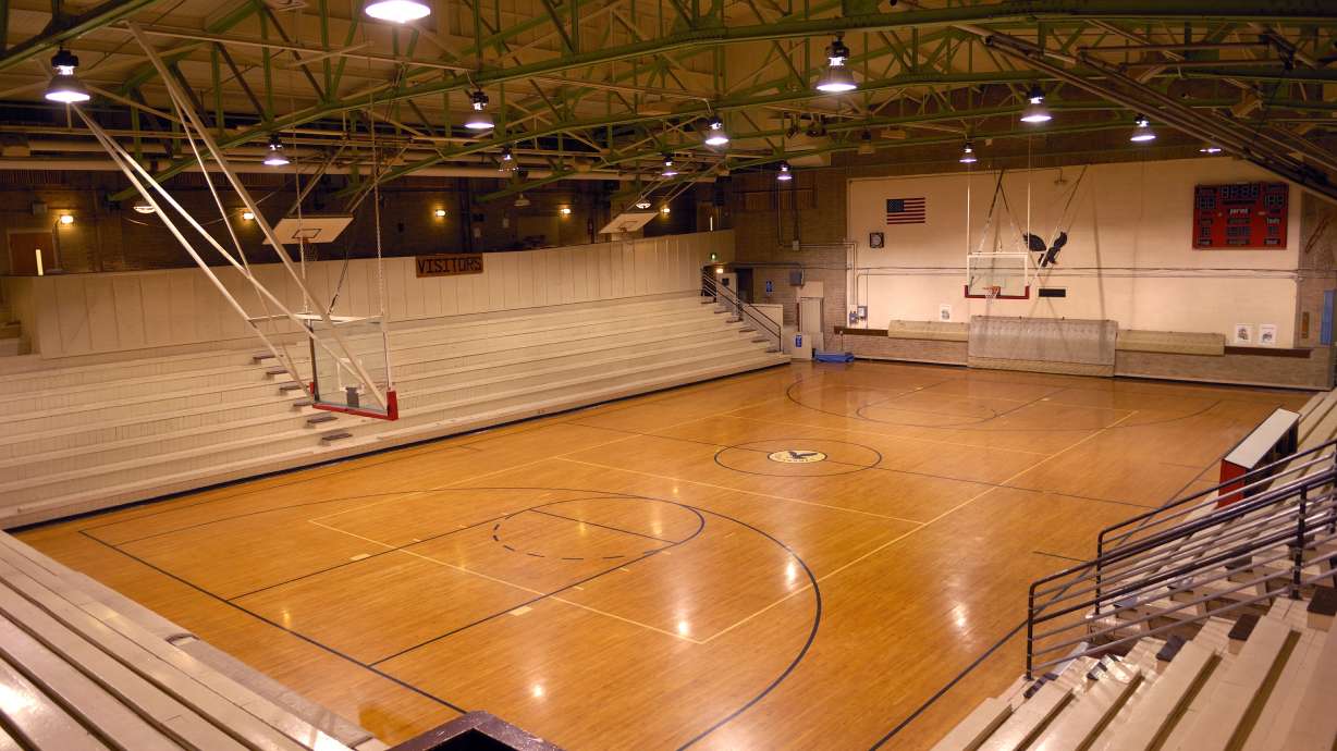 Old school basketball court gymnasium.