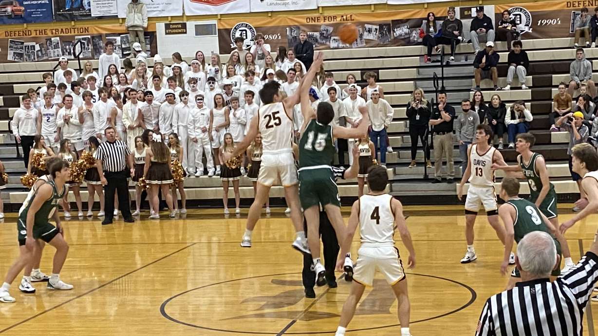 Davis and Olympus tipoff in the championship game of the Northern Utah Shootout on Saturday.