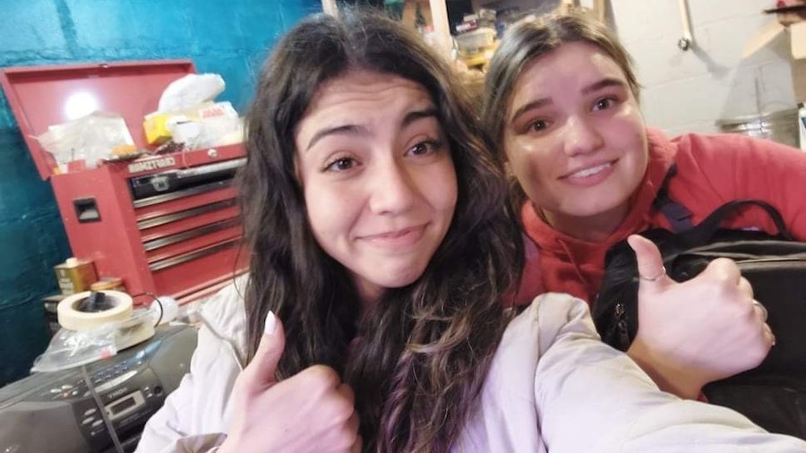 Sister June Ferre and her companion Sister Erica Stewart-Madrueno, after a tornado ripped through the area they were assigned to serve in as missionaries of The Church of Jesus Christ of Latter-day Saints.